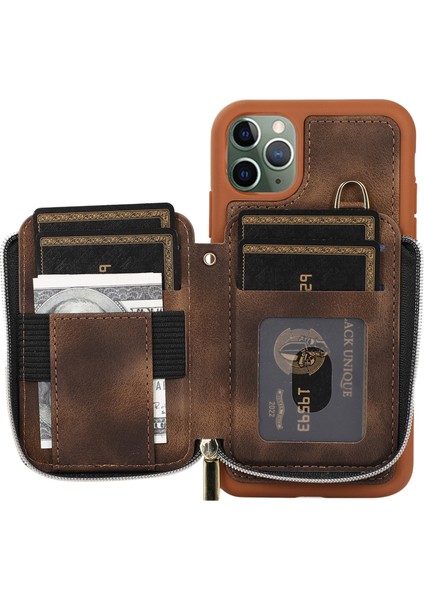 Apple iPhone11 Pro Cep Telefonu Kılıfı Damla Kanıtı Pu Deri+Tpu Kickstand Cover-Brown (Yurt Dışından) fiyatları