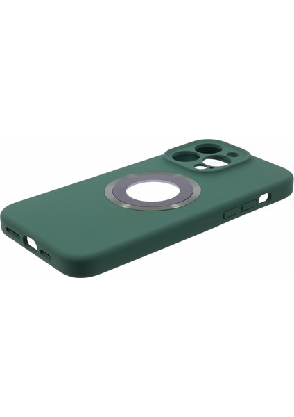 Apple iPhone13 Pro 6.1 Inç Anti-Drop Telefon Kapağı Logosu Için Magsafe Silikon+Pc Kılıfı ile Uyumlu Koruyucu Case-Dark Green (Yurt Dışından)