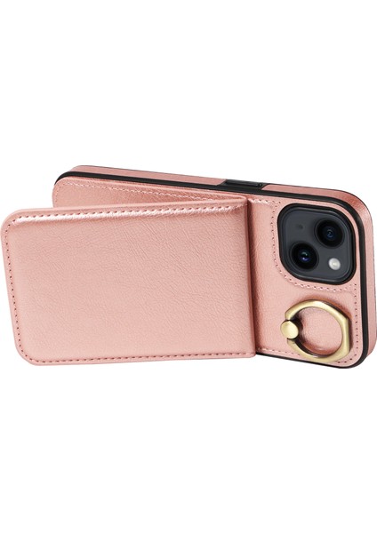 Apple iPhone14 Vaka Yüzüğü Kickstand Litchi Doku Pu Derisi+Tpu Telefon Kapak Çizgi Altın (Yurt Dışından) fırsatları