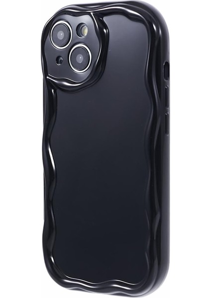 Apple iPhone13 Dalga Tasarımı Için Yumuşak Tpu Mobil Kasa Önleme Önleyici Koruyucu Kapak-Siyah (Yurt Dışından)