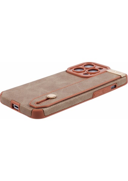 Apple iPhone13 Pro Case Kickstand Tasarım Için Morandi Stil Pu Deri Kaplamalı Tpu Kapak-Kahverengi (Yurt Dışından)