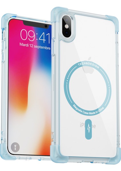 Apple iPhoneX/xs Için Ysm Takviyeli Köşeler Serisi Magsafe-Tökez Mavi ile Uyumlu Manyetik Kılıf (Yurt Dışından)