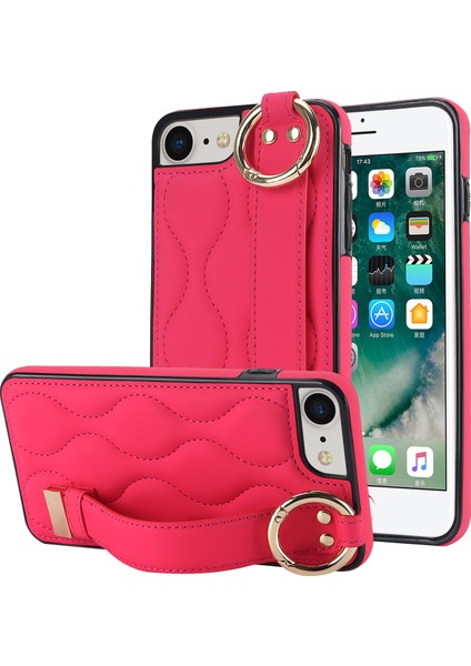 Apple iPhone7/8/se (2020)/SE (2022) Bileklik Dalga Deseni Pu+Tpu Kapak-Rose ile Cep Telefonu Kılıfı Için (Yurt Dışından)
