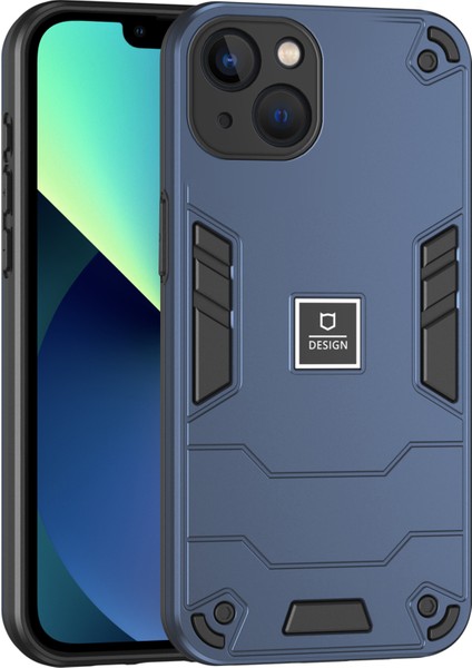 Apple iPhone13 Sabit Pc Geri Sırt Yumuşak Tpu Tampon Koruyucu Telefon Kapak Navy Blue (Yurt Dışından)