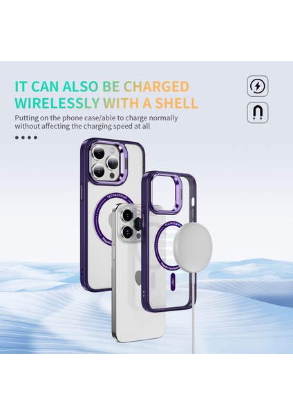 Apple iPhone14 Pro Magnetic Telefon Kılıfı Şeffaf Arka Kapak Kamerası Kickstand-Dark Mor (Yurt Dışından) fiyatları
