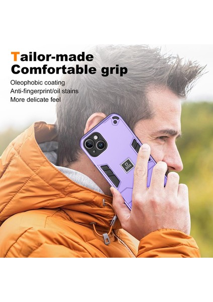 Apple iPhone14 Plus Telefon Kasası Koruyucu Sağlam Pc+Tpu Arka Kapak-Mor (Yurt Dışından) fırsatları