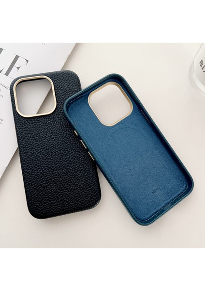 Apple iPhone14 Pro Max Magnetic Case Için Magsafe Deri Kaplamalı Tpu Akıllı Telefon Kapak Navy Blue (Yurt Dışından) modelleri