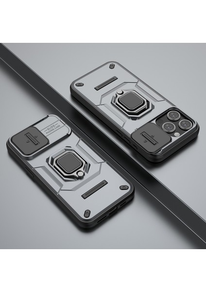 Apple iPhone14 Pro Pc+Tpu Telefon Kasası Slayt Lens Koruması Kickstoste Sack Cover-Grey Için (Yurt Dışından) fiyatları