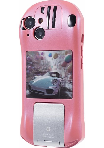 Apple iPhone13 Tpu Için Telefon Kasası Kickstand Spor Otomobil Şekli Anti-Drop Kapak Pembe (Yurt Dışından)