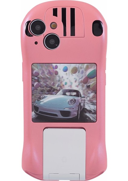 Apple iPhone13 Tpu Için Telefon Kasası Kickstand Spor Otomobil Şekli Anti-Drop Kapak Pembe (Yurt Dışından) modelleri