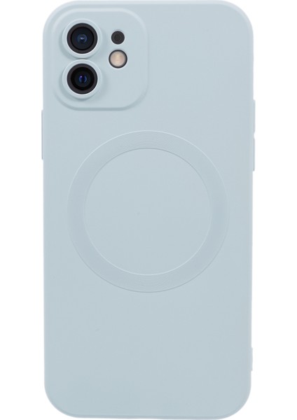 Magsafe Sıvı Silikon Koruyucu Kapak Bebek Mavisi ile Uyumlu Kamera Lens Koruyucusu ile Apple iPhone12 Manyetik Telefon Kasası Için (Yurt Dışından)