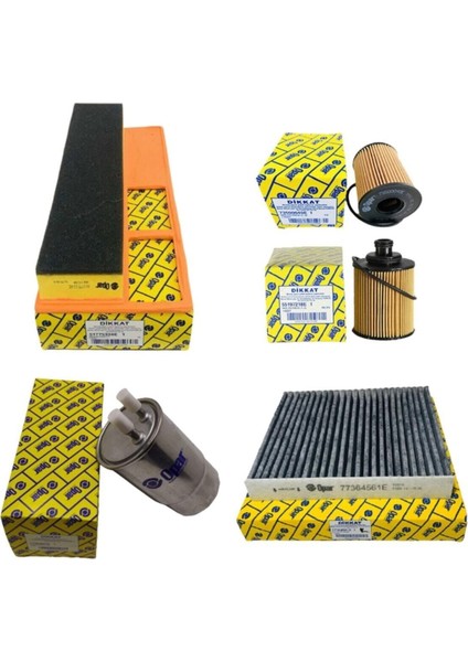 Fiat Linea Euro 4 1.3 Multijet 16V Filtre Bakım Seti 2007-2012 Modl - Karbon 4LÜ-OTODEPOSUSET1515G