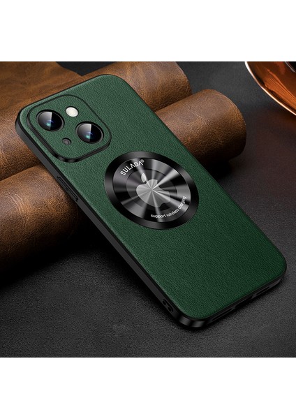 Apple iPhone 13 Için Telefon Kapağı 6.1 Inç Güz Geçirmez Cowhide Doku Pu Deri Kaplamalı Tpu Kılıfı Magsafe-Green ile Uyumlu (Yurt Dışından) fiyatları