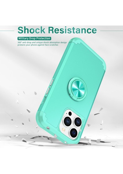 Apple iPhone 14 Pro Max Cep Telefon Kılıfı Pc+Tpu Kickstand-Nane Yeşil ile Kırpma Koşullu Arka Kabuk (Yurt Dışından)