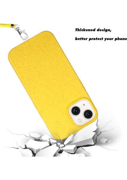 Apple iPhone 13 6.1 Inç Kasa Biyolojik Olarak Parçalanabilir Buğday Saman+Tpu Thu Telefon Kapağı Landard-Sarı (Yurt Dışından) modelleri