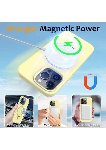 İPhone 14 Pro Max Kickstand Case PC+Silikon Kapağı Magsafe-Sarı ile Uyumlu (Yurt Dışından) modelleri
