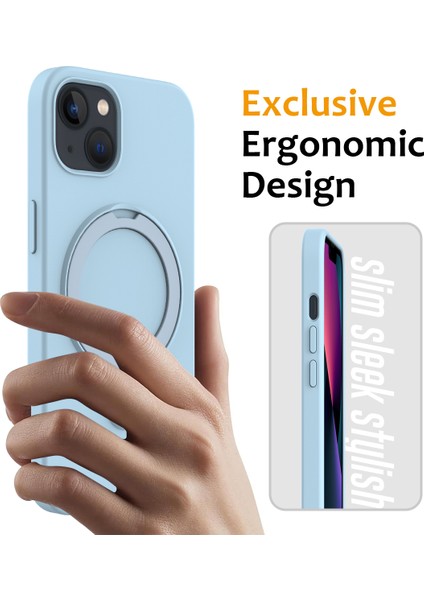 Apple iPhone 14 Plus Kickstand Case Pc+Silikon Telefon Kapağı Magsafe-Sky Blue ile Uyumlu (Yurt Dışından)