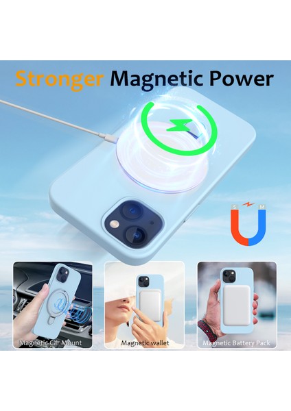 Apple iPhone 14 Plus Kickstand Case Pc+Silikon Telefon Kapağı Magsafe-Sky Blue ile Uyumlu (Yurt Dışından)
