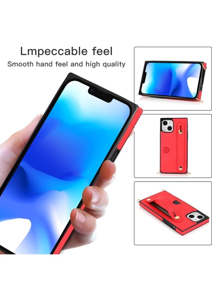 Apple iPhone 14 Plus Için Vaka Şok Geçirmez Pu Deri Kaplamalı Tpu Kayış Kickstand Koruyucu Arka Kapak Kırmızısı (Yurt Dışından) indirimleri