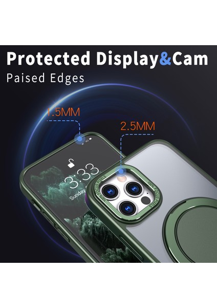 Apple iPhone 11 Pro Phone Case Ring Kickstand Cover Için Magsafe-Green ile Uyumlu (Yurt Dışından)