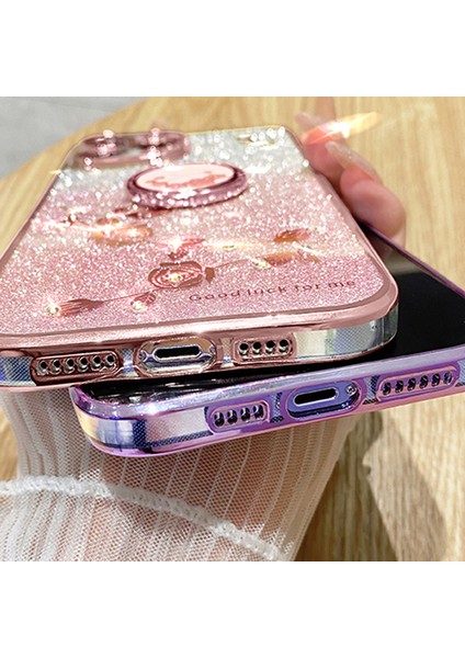 Apple iPhone 13 Için Cep Telefonu Kasası 6.1 Inç Yüzük Kickstand Çiçek Deseni Glitter Bump Kanıtı Tpu Kapak-Moral (Yurt Dışından) indirimleri