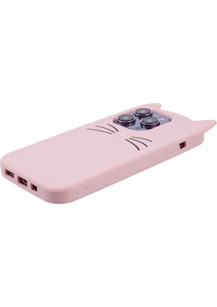 Apple iPhone 13 Pro Telefon Kılıfı 3D Bıyık Cat Slim Fit Silikon Telefon Kapak Pembe (Yurt Dışından) fırsatları