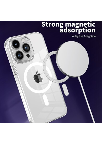 Magsafe-Grey ile Uyumlu Apple iPhone 13 Pro Pc+Tpu Şeffaf Kılıf Için Manyetik Telefon Kapağı (Yurt Dışından)