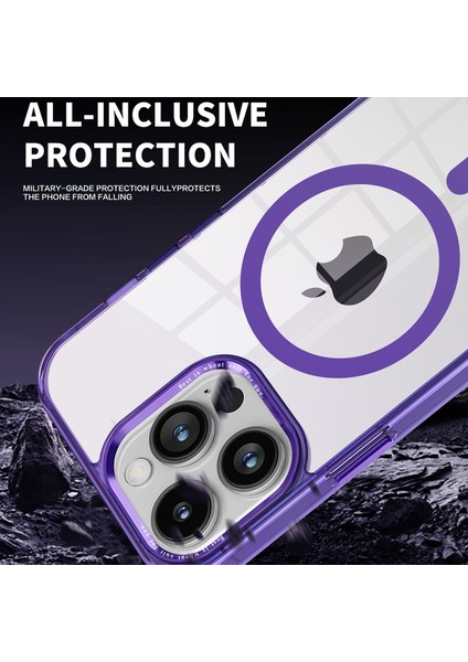 Magsafe-Grey ile Uyumlu Apple iPhone 13 Pro Pc+Tpu Şeffaf Kılıf Için Manyetik Telefon Kapağı (Yurt Dışından)