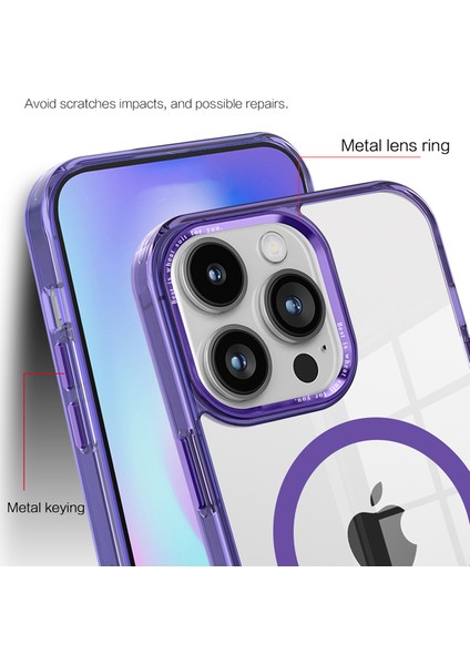 Magsafe-Grey ile Uyumlu Apple iPhone 13 Pro Pc+Tpu Şeffaf Kılıf Için Manyetik Telefon Kapağı (Yurt Dışından)