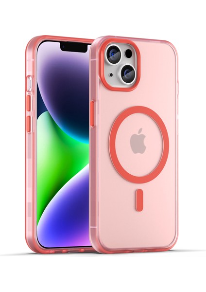 Apple iPhone 14 Yarı Saydam Telefon Kasası Magsafe Kablosuz Şarj Kırmızısı ile Uyumlu Mat Tasarım (Yurt Dışından)