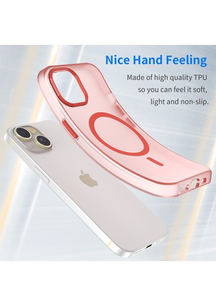 Apple iPhone 14 Yarı Saydam Telefon Kasası Magsafe Kablosuz Şarj Kırmızısı ile Uyumlu Mat Tasarım (Yurt Dışından) modelleri