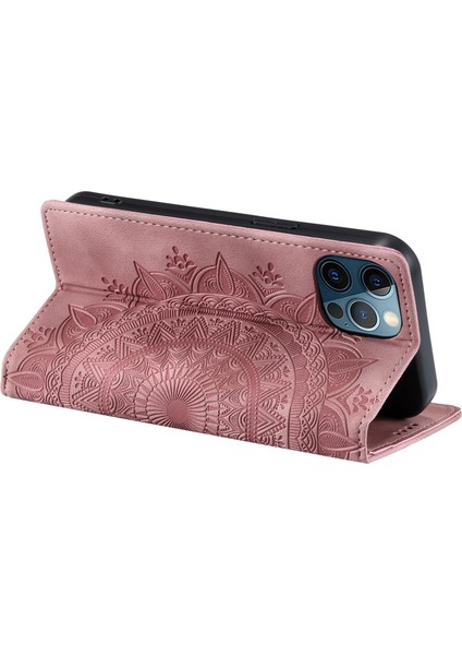 Apple iPhone 12 Pro Max Case Pu Pu Deri Magnetıcted Stand Telefon Kapak Golü Altın (Yurt Dışından)