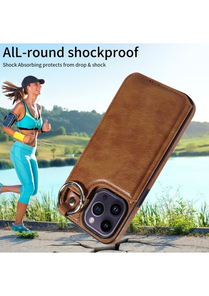 Apple iPhone 14 Pro Case Bırak Damalı Pu Deri+Tpu Telefon Kapağı Kickstand Shell-Brown (Yurt Dışından) indirimleri