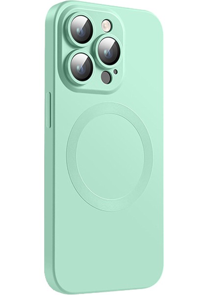 Apple iPhone 12 Pro Max Magnetic Telefon Kılıfı Magsafe Sıvı Silikon ile Uyumlu Kılıf Film-Part Yeşili ile Magsa Sıvı Silikon Anti-Çizelge Kapağı (Yurt Dışından)