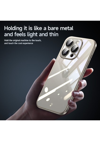 Titanyum Serisi Apple iPhone 14 Pro Max Clear Case Elektraplatma Tpu+Pc Telefon Kılıfı Lens Film Grey (Yurt Dışından)
