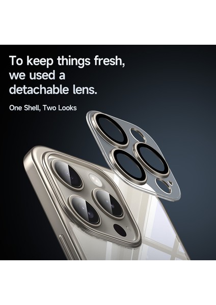 Titanyum Serisi Apple iPhone 14 Pro Max Clear Case Elektraplatma Tpu+Pc Telefon Kılıfı Lens Film Grey (Yurt Dışından)