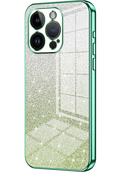 Apple iPhone 14 Pro Cep Telefonu Kılıfı Için Gradient Glitter Hassas Kesim Anti-Çizelge Tpu Kapak Yeşili (Yurt Dışından)