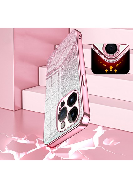 Apple iPhone 14 Pro Cep Telefonu Kılıfı Için Gradient Glitter Hassas Kesim Anti-Çizelge Tpu Kapak Yeşili (Yurt Dışından)