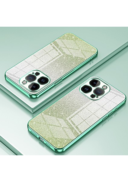Apple iPhone 14 Pro Cep Telefonu Kılıfı Için Gradient Glitter Hassas Kesim Anti-Çizelge Tpu Kapak Yeşili (Yurt Dışından)