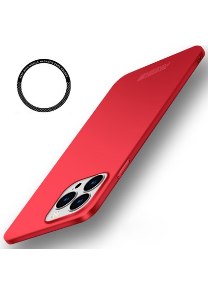 Apple iPhone 15 Pro Max Mat Telefon Kılıfı Için Manyetik Yüzük Tutucu Kırmızılı Sert Pc Telefon Kapağı (Yurt Dışından)