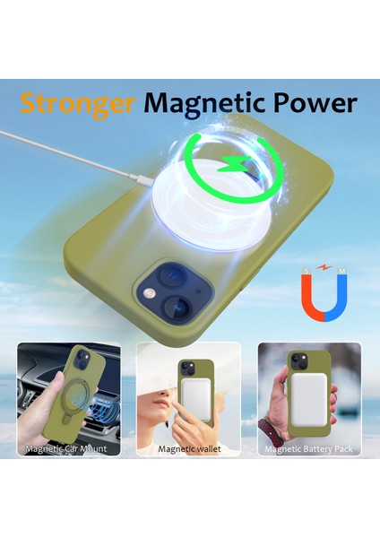 Apple iPhone 14 Plus Kickstand Case Pc+Silikon Telefon Kapağı Magsafe-Green ile Uyumlu (Yurt Dışından) modelleri