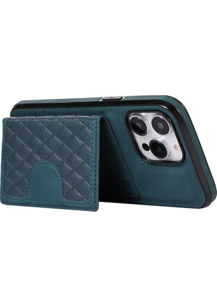 Apple iPhone 12/12 Pro Kase Için Uzun Kayış Deri Tpu Arka Kapak Kartı Çantası Yeşili (Yurt Dışından)