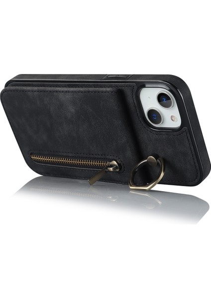 Pu+Tpu Apple iPhone 13 Mini Yüzük Kickstand Rfıd Engelleme Cep Telefonu Kılıfı Black (Yurt Dışından)