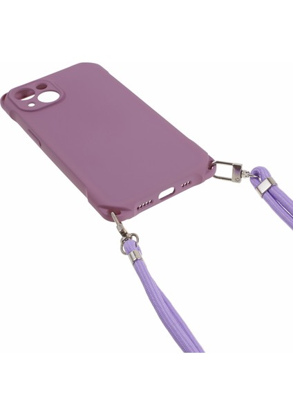 Apple iPhone 13 Için Telefon Kapağı 6.1 Inç Dört Köşe Kalınlaştırılmış Anti-Drop Tpu Telefon Kılıfı Asılı Halat Işığı Mor (Yurt Dışından) modelleri