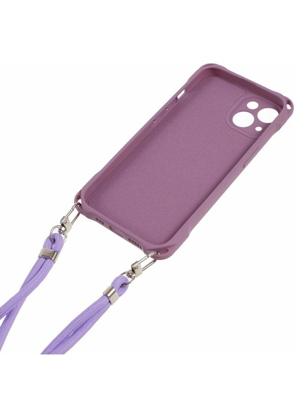 Apple iPhone 13 Için Telefon Kapağı 6.1 Inç Dört Köşe Kalınlaştırılmış Anti-Drop Tpu Telefon Kılıfı Asılı Halat Işığı Mor (Yurt Dışından) fırsatları