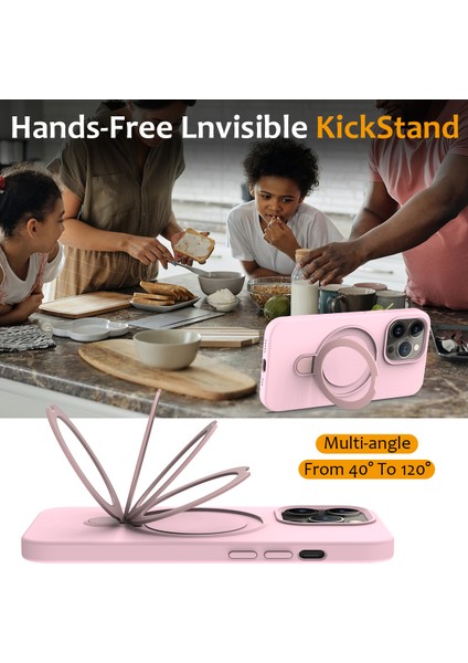 İPhone 14 Pro Max Kickstand Case PC+Silikon Kapağı Magsafe-Grey Pink ile Uyumlu (Yurt Dışından) indirimleri