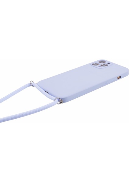 Apple iPhone 12 Pro Kılıfı Fiber Astar Için Yumuşak Tpu Long Lanyard-Light Mor ile Telefon Kapağı (Yurt Dışından)