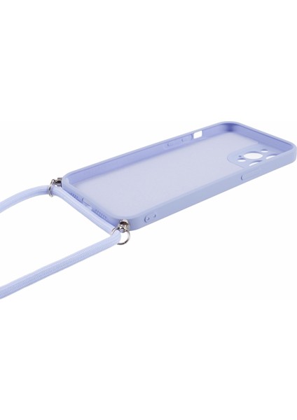 Apple iPhone 12 Pro Kılıfı Fiber Astar Için Yumuşak Tpu Long Lanyard-Light Mor ile Telefon Kapağı (Yurt Dışından)