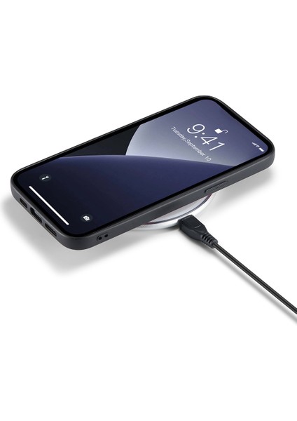 Apple iPhone 14 Case Pc+Tpu+Pu Deri Kaplamalı Arka Kabuk Black (Yurt Dışından)
