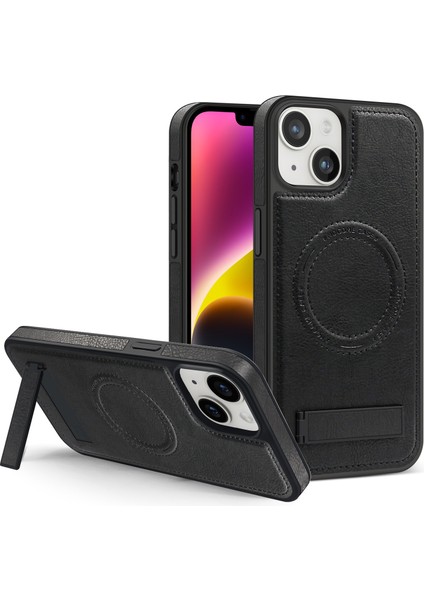 Apple iPhone 14 Plus Kılıfı Için Magsafe Slim Fit Pu Deri Kaplamalı Tpu+Pc Shell-Black ile Uyumlu (Yurt Dışından)